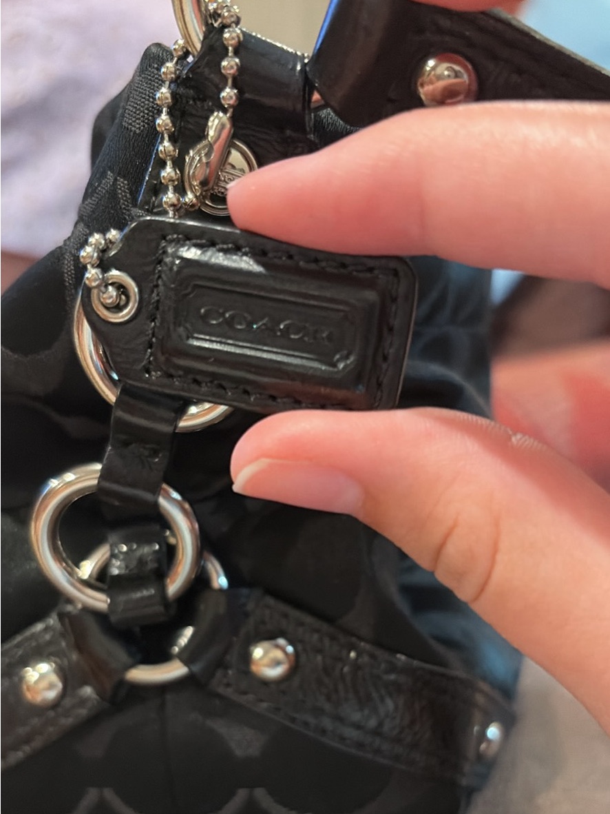 Coach Carly Mini Hobo Black Signature Print Purse